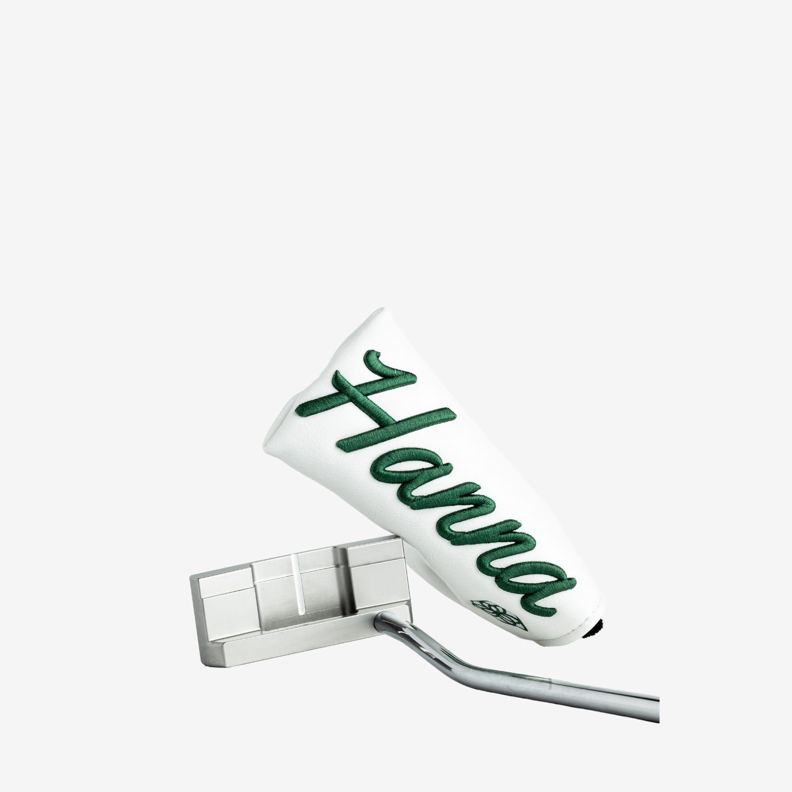Double wide blade milled putter with head cover.